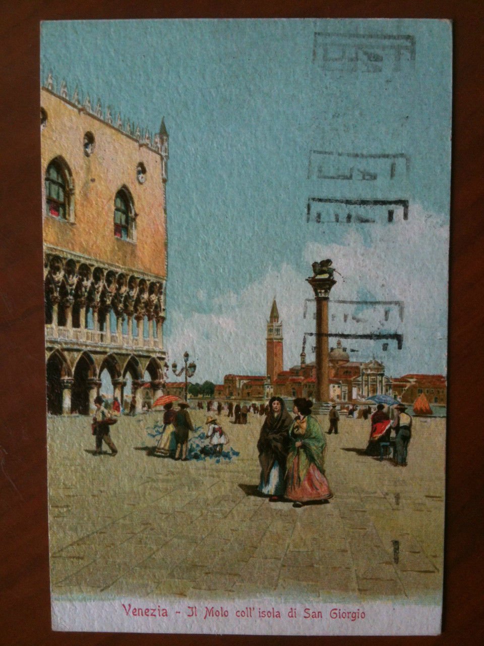 Cartolina primi '900 Venezia Il molo coll' isola di San …