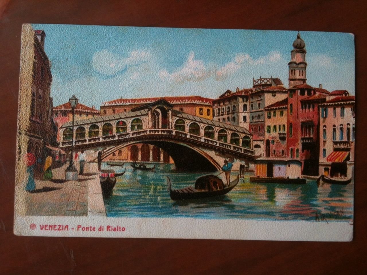 Cartolina primi '900 Venezia Ponte di Rialto - viaggiata