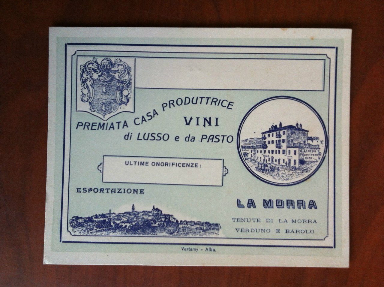 Cartolina pubblicitaria originale La Morra Premiata casa produttrice vini E19512