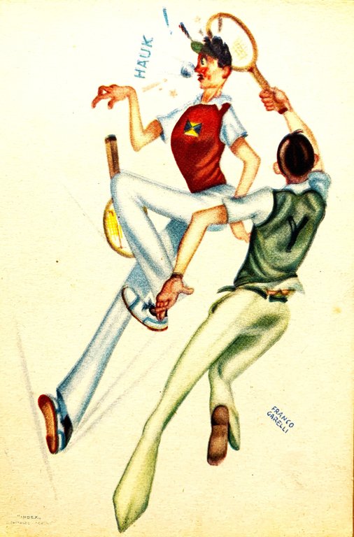 cartolina Tennis V Giuochi Universitari Torino 1933 dis.Franco Garelli | Immagine Gallery 2