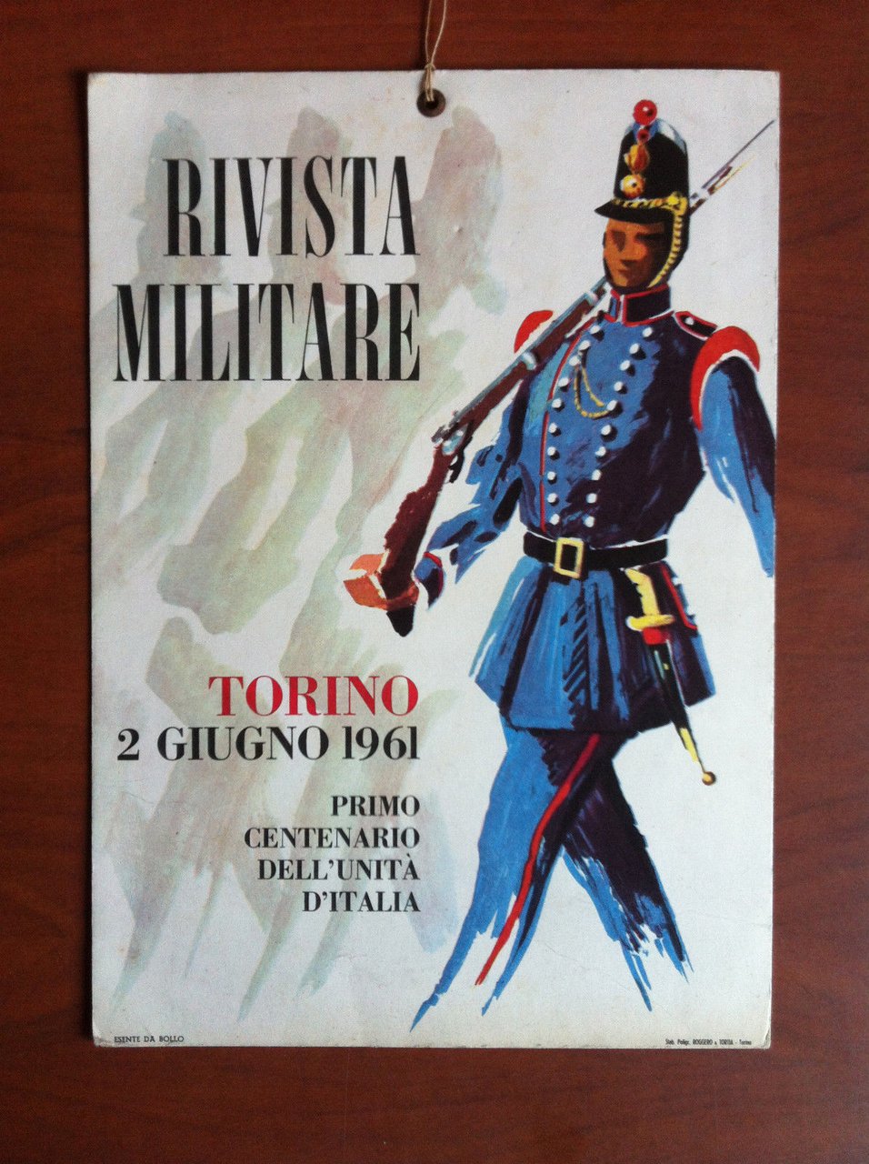 Cartoncino espositore Rivista Militare primo centenario Unità Italia 1961 E13381