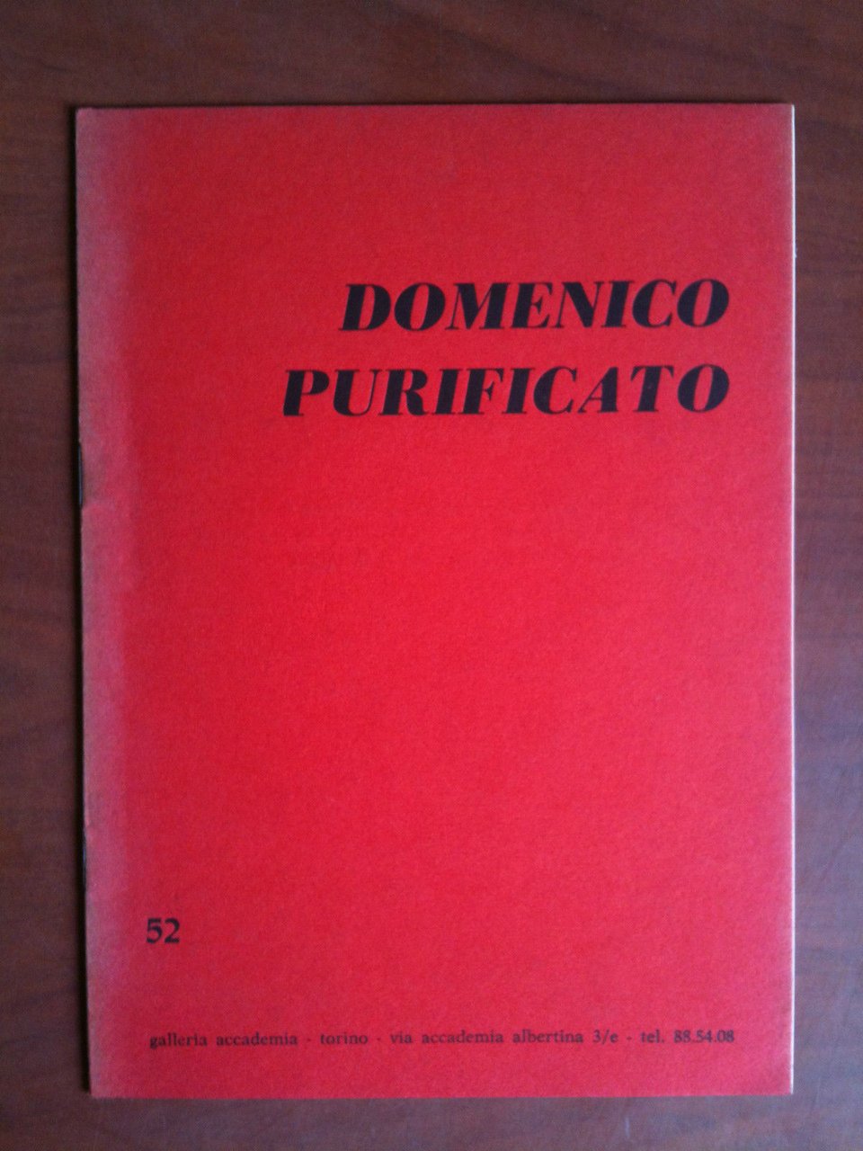 Catalogo della mostra di Domenico Purificato Galleria Accademia Torino 1972