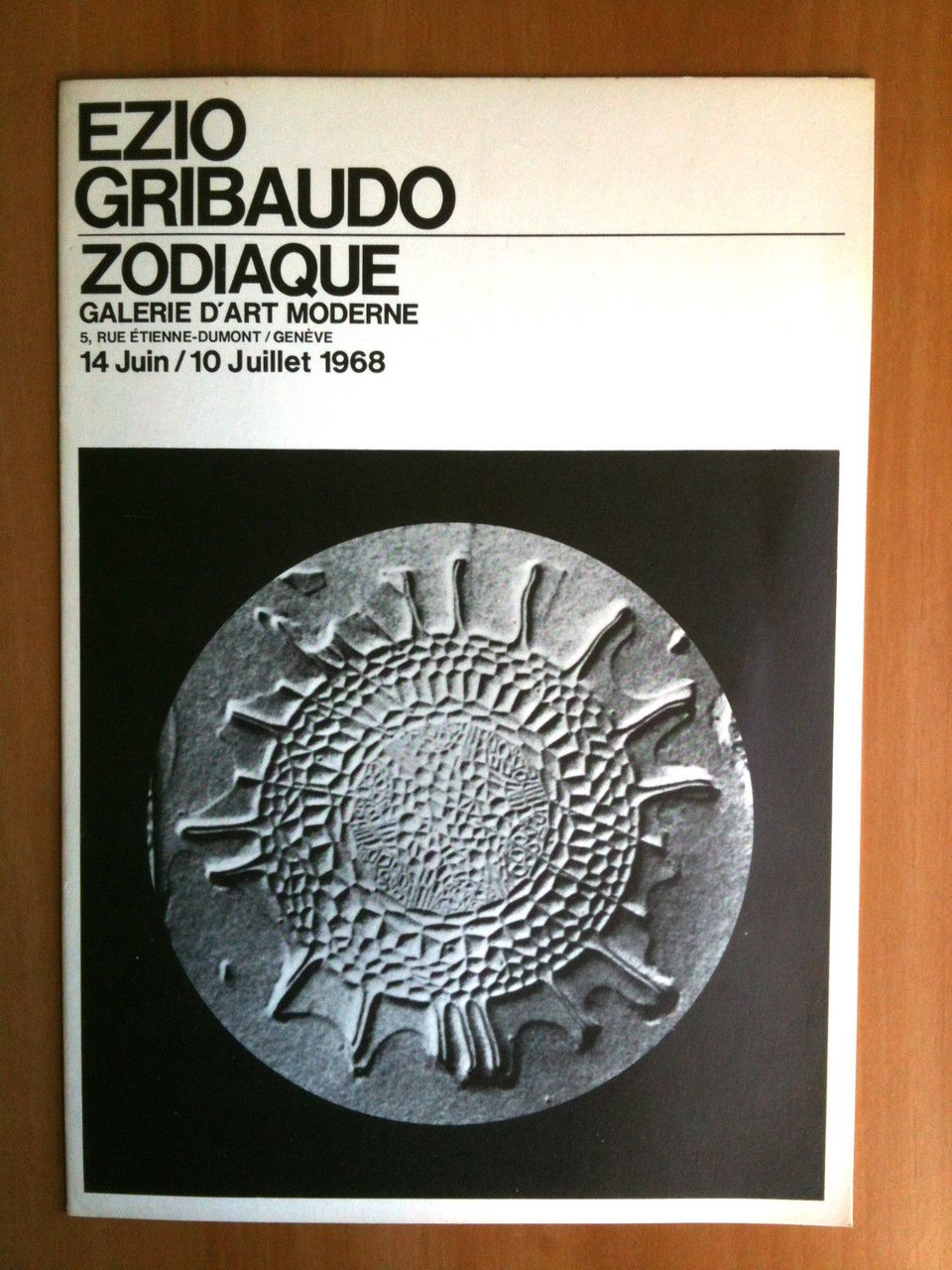 Catalogue de l'exposition par Ezio Girbaudo Galerie Zodiaque Geneve 1968
