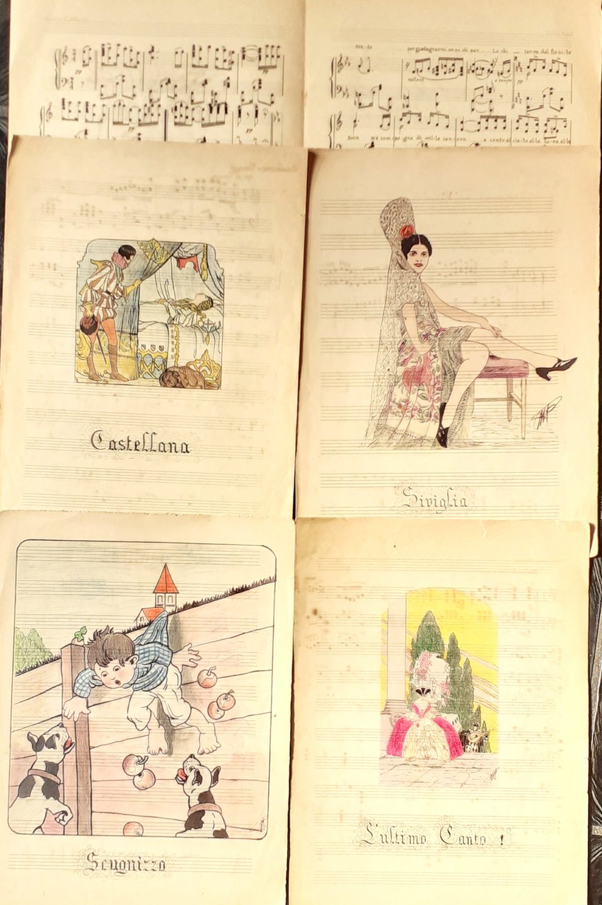 Cinque Spartiti disegnati e compilati a mano - anni '30