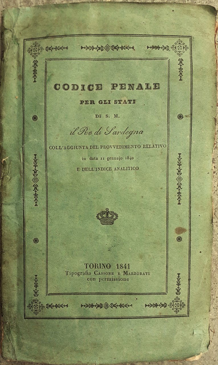 Codice Penale per gli Stati di S: M: Il Re … | Immagine principale