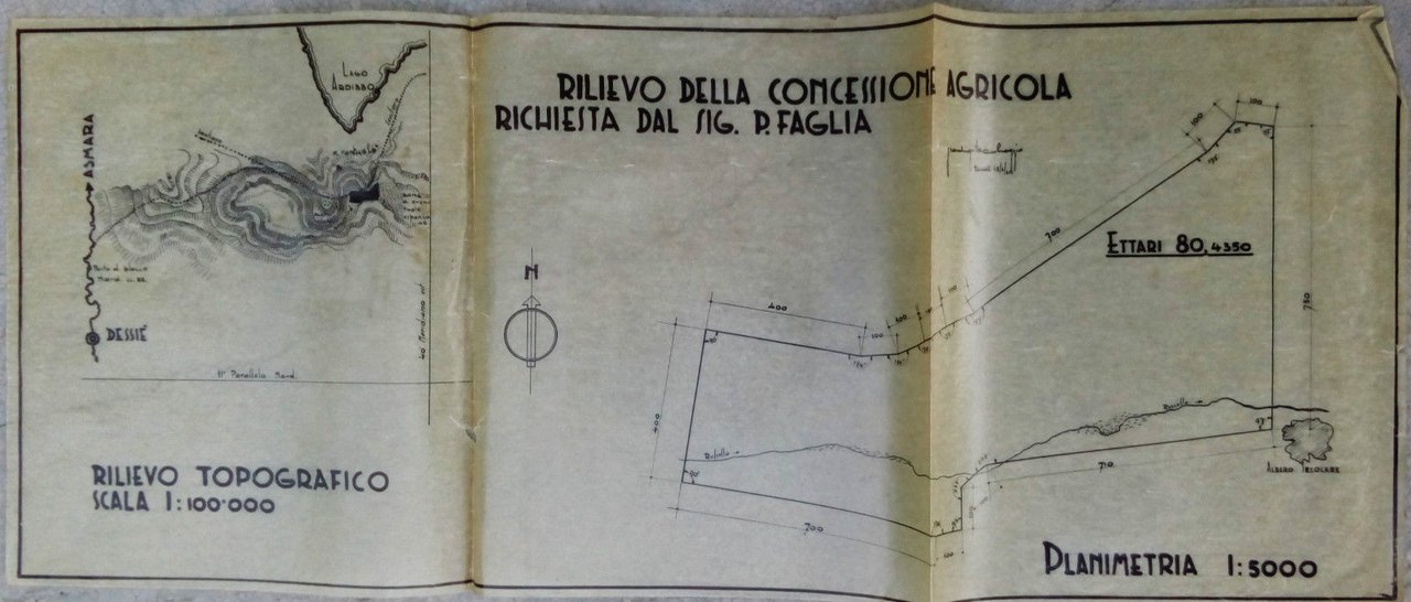 Colonie concessione rilievo topografico Dessiè Etiopia 1938