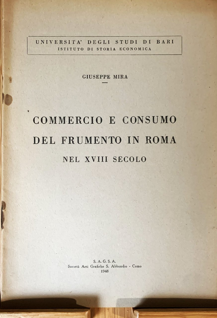 Commercio e consumo del frumento in Roma nel XVIII secolo | Immagine principale