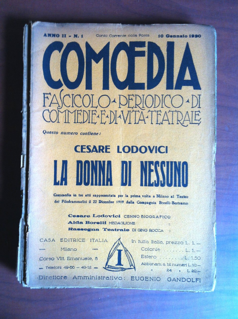 Comoedia Anno II n^ 1 - 10 Gennaio 1920 - …