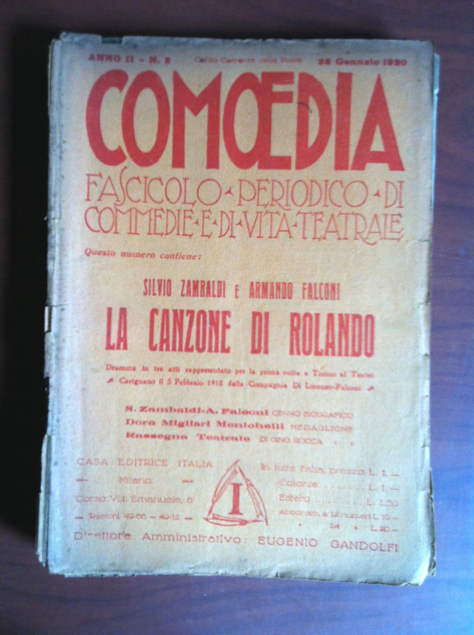 Comoedia Anno II n^ 2 - 25 Gennaio 1920 - …