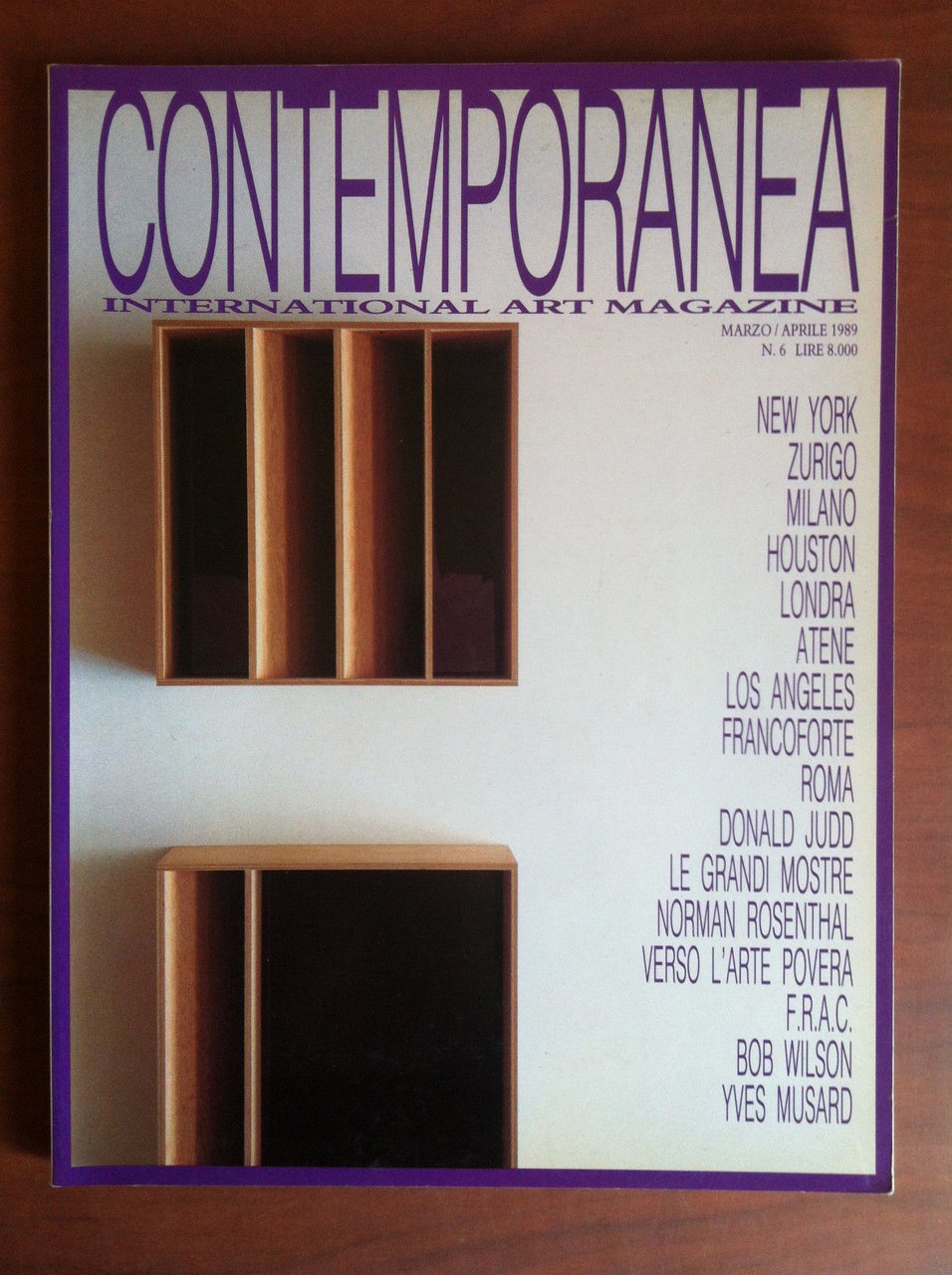 Contemporanea n^ 6 Marzo/Aprile 1989 - Cover: Donald Judd - …