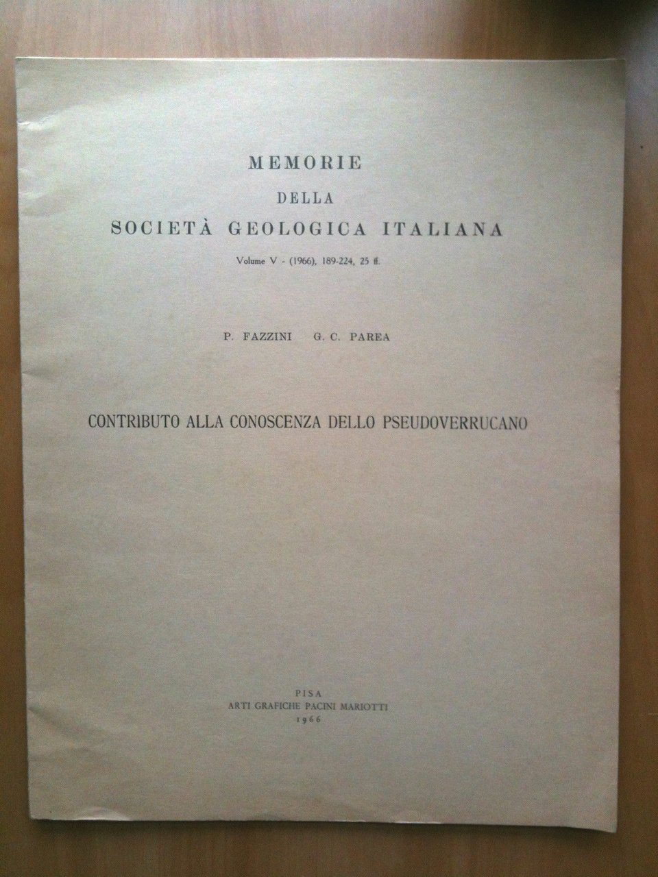 Contributo alla conoscenza dello pseudoverrucano 1966