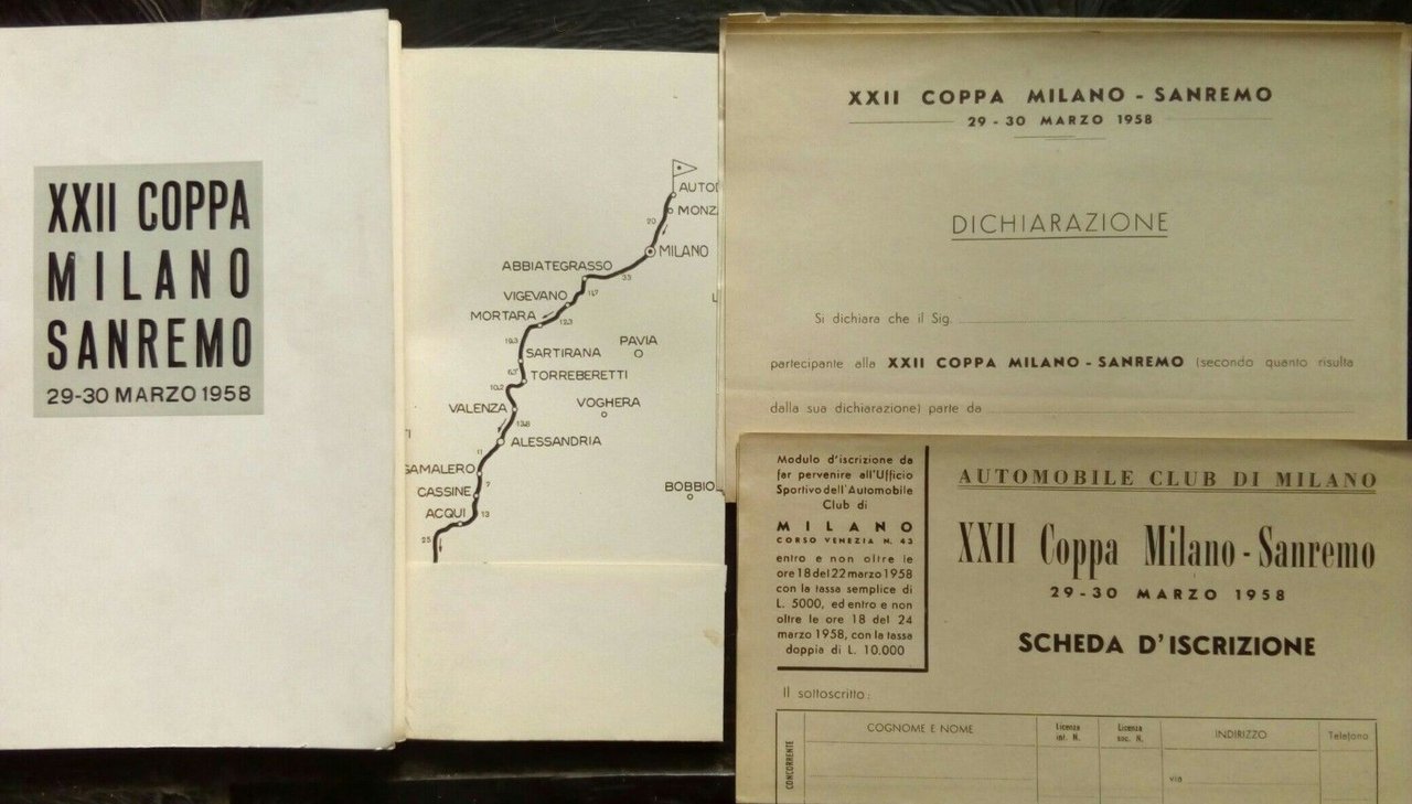 Coppa Milano�Sanremo, la gara di regolarità per auto storiche 1958