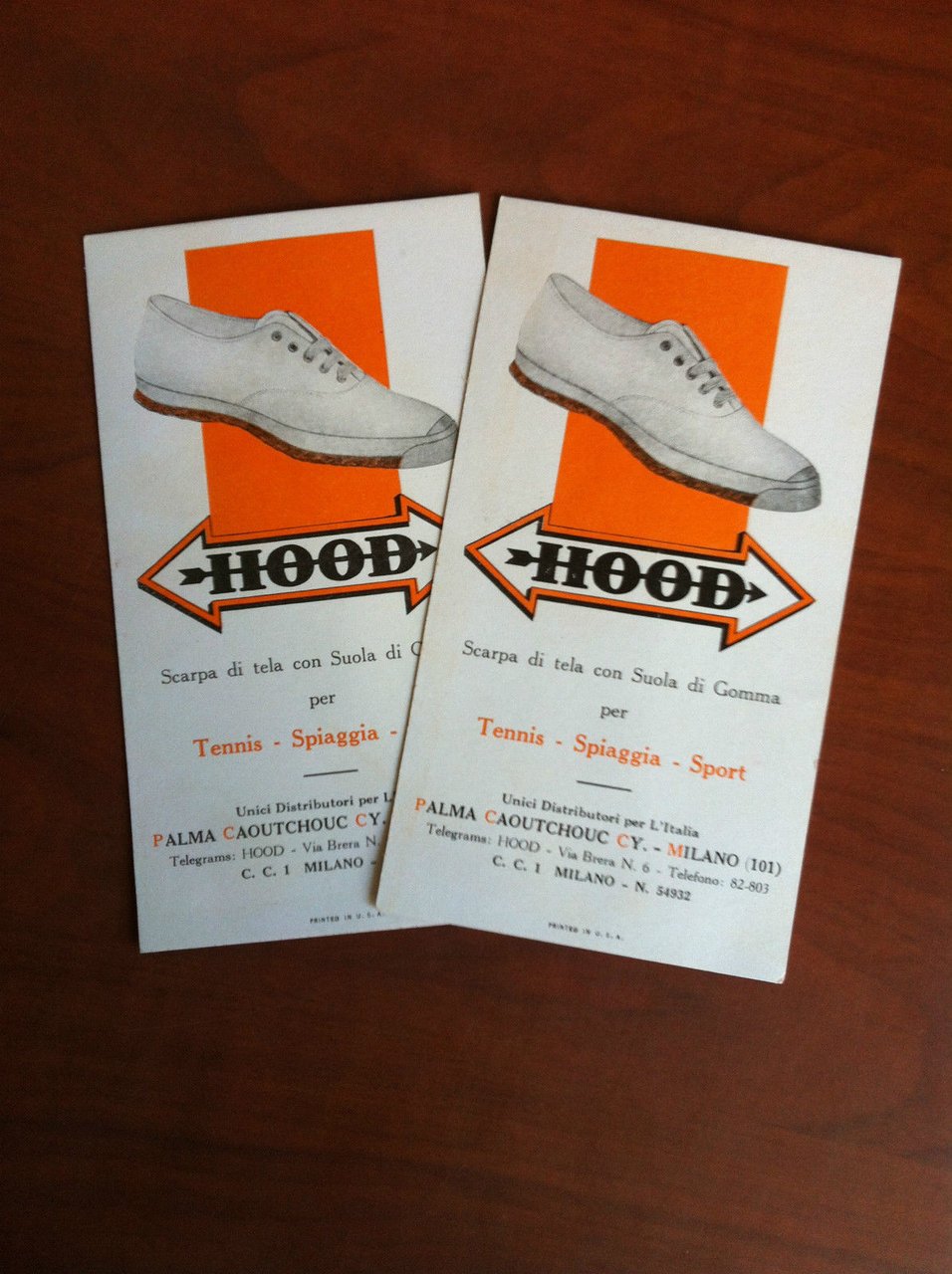 Coppia di cartoncini pubblicitari originali Hood scarpe - E19508 | Immagine principale