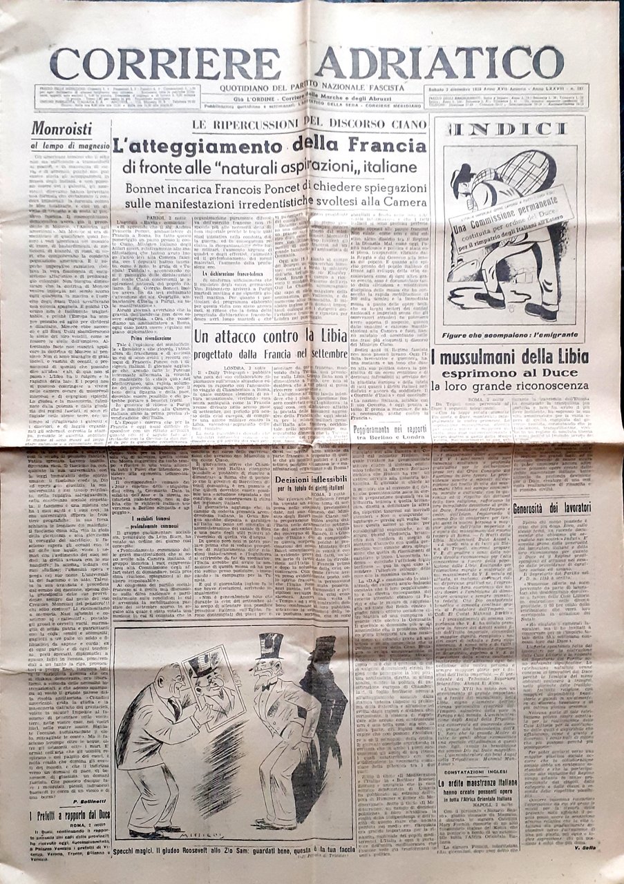 CORRIERE ADRIATICO 3 dicembre 1938