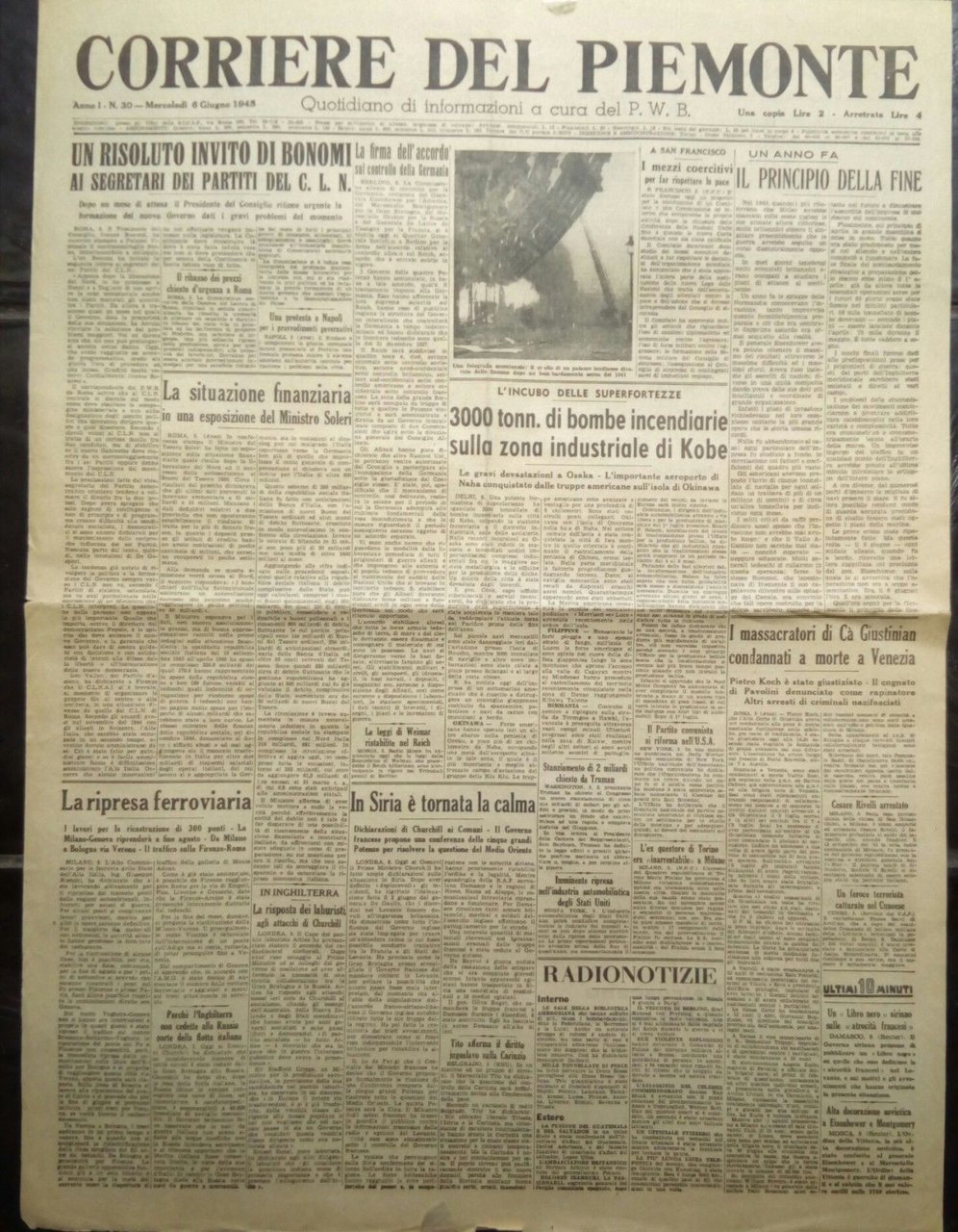 Corriere del Piemonte 6 giugno 1945 quotidiano