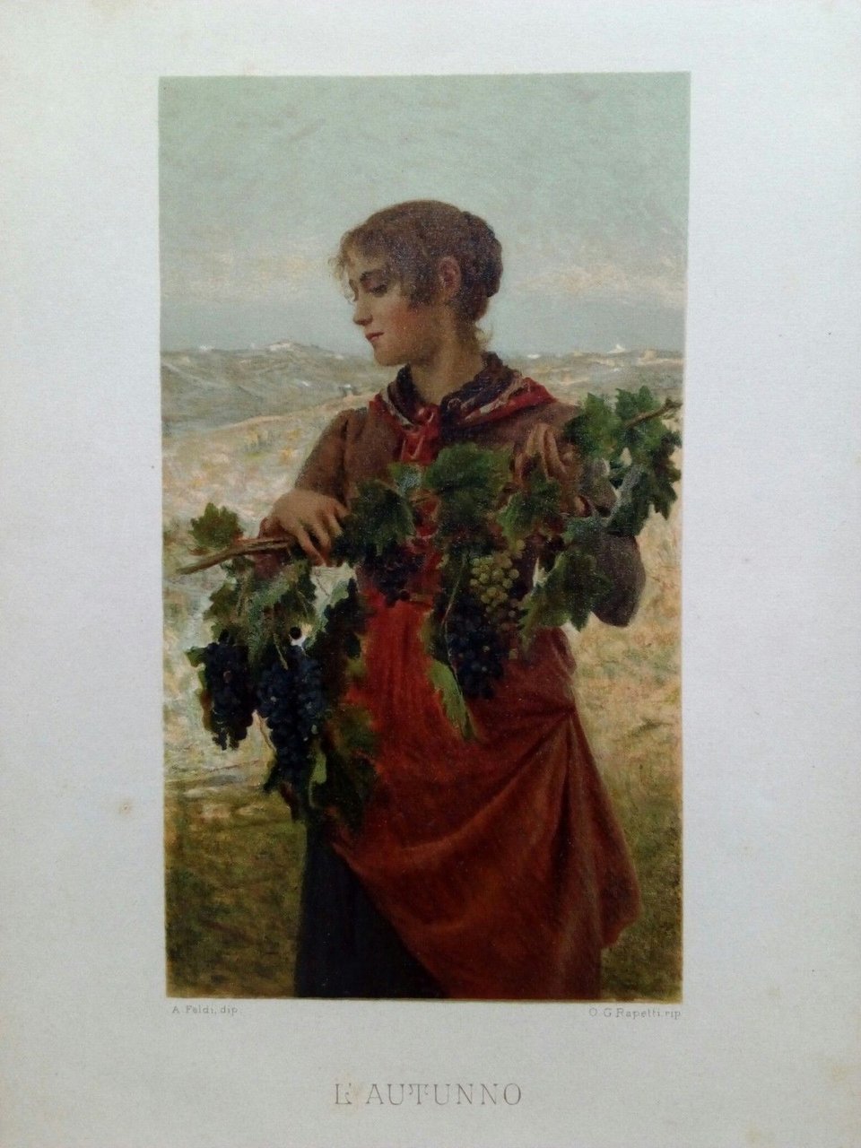Cromolitografia "L'autunno" Promotrice di Belle Arti Torino 1891