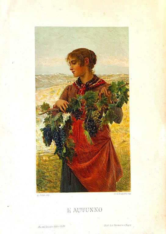 Cromolitografia "L'autunno" Promotrice di Belle Arti Torino 1891