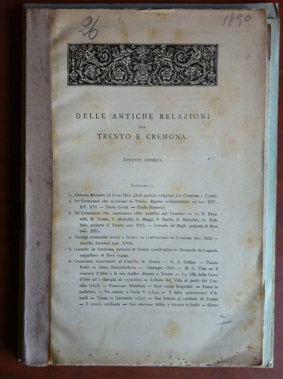 Delle antiche relazioni fra Trento e Cremona Appunti storici fine …