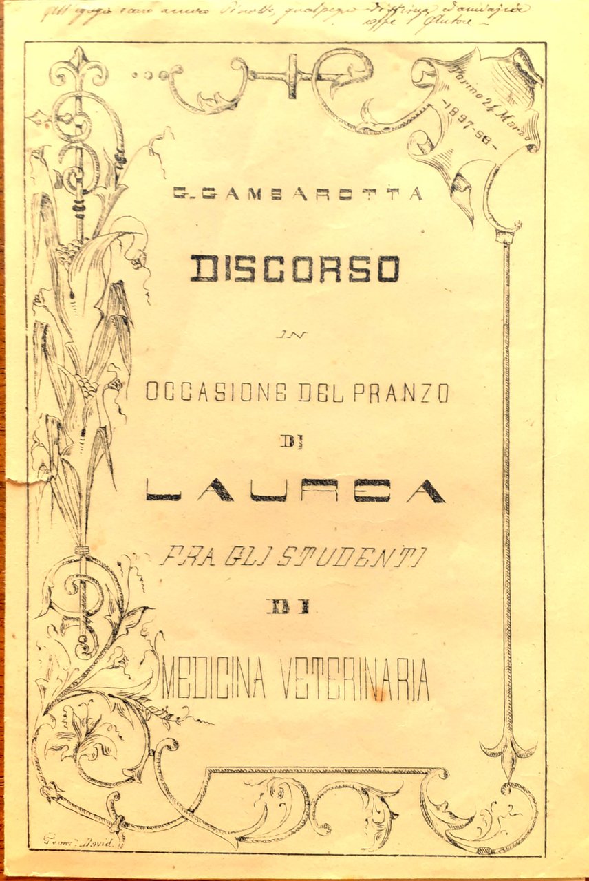 Discorso in occasione del pranzo di Laurea fra gli studenti …