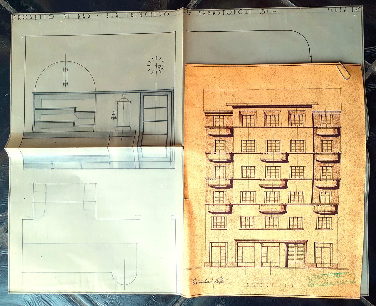 Disegni di progetto architettonico TORINO Anni '30