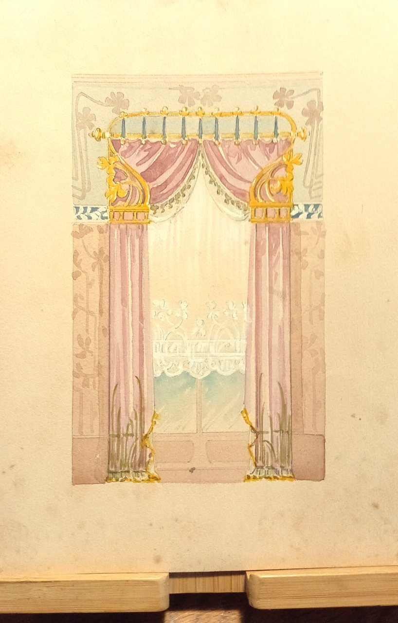 Disegno acquarello originale studio tendaggi