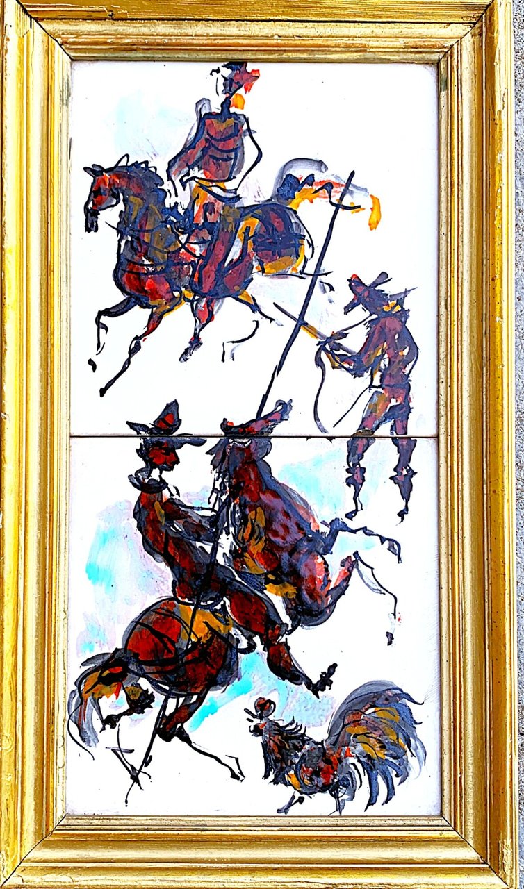 Disegno originale su due piastrelle fissato con secondo fuoco | Immagine principale