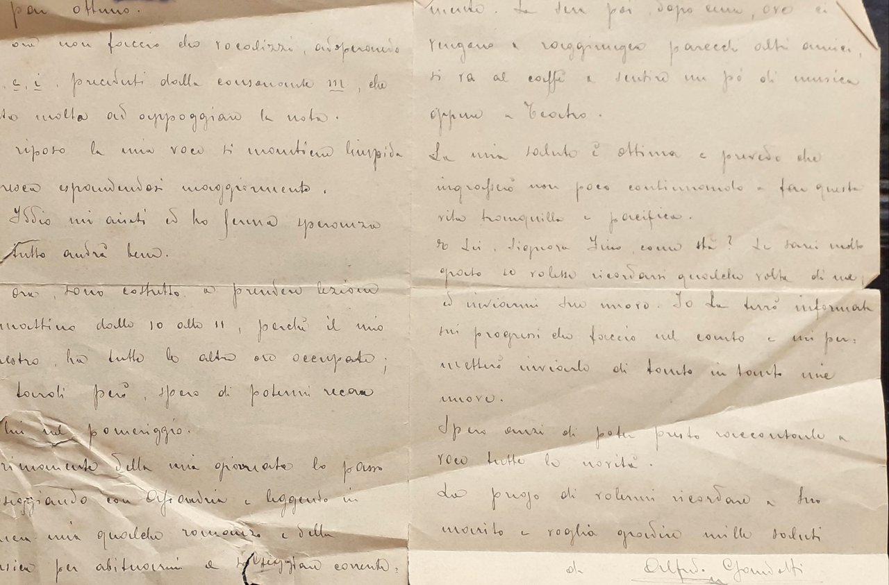 Documento originale 1908 del Baritono Alfredo Gandolfi alla Prof. Fino …