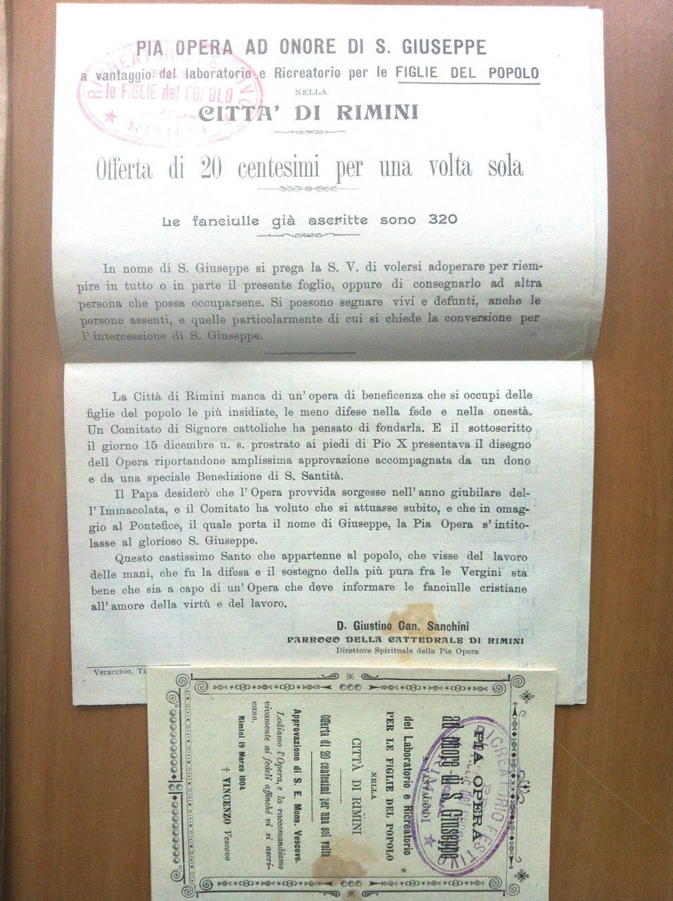 Documento originale donazione pia opera S. Giuseppe e santino Rimini … | Immagine principale