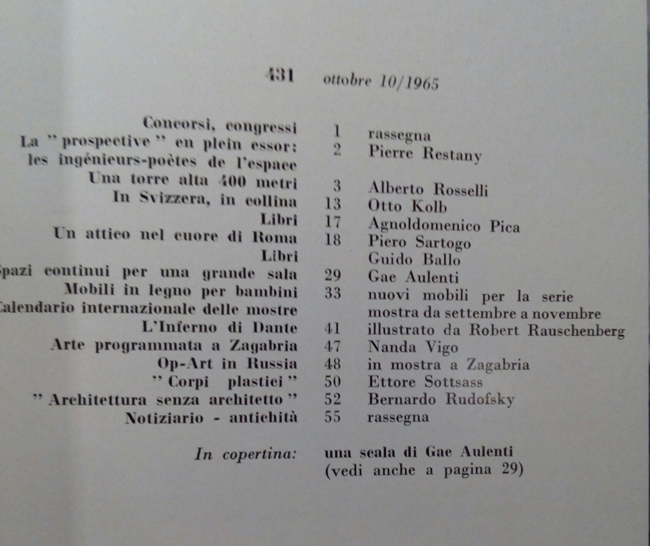 domus architettura arredamento arte N^ 431 ottobre 1965