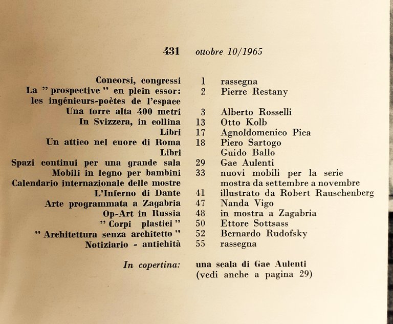 domus architettura arredamento arte N^ 431 ottobre 1965