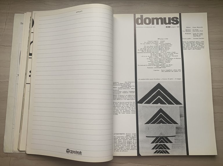 domus rivista mensile architettura arredamento arte 439 giugno 6/1966