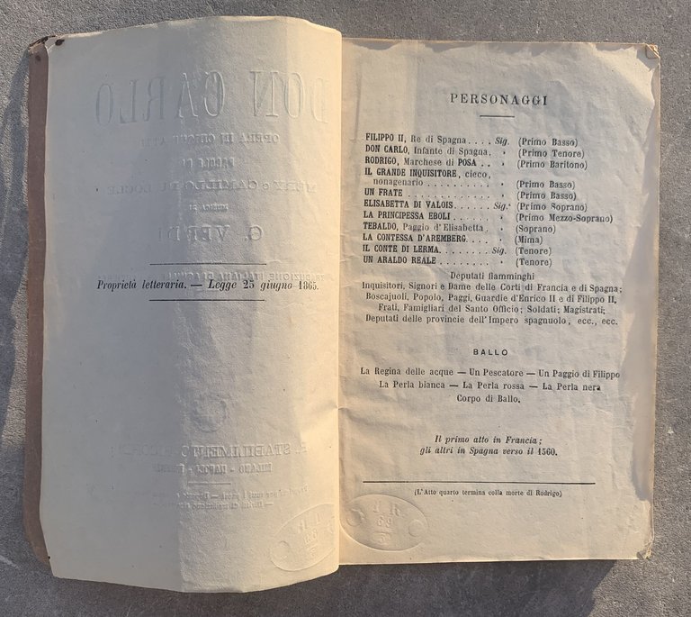 Don Carlo. Opera in cinque atti