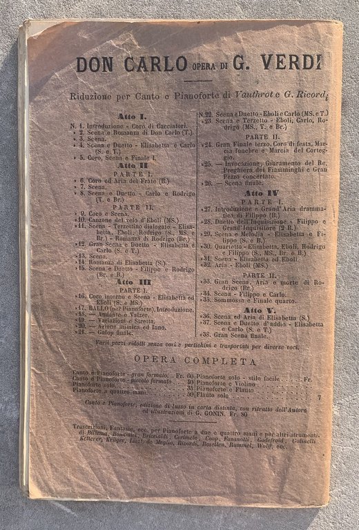 Don Carlo. Opera in cinque atti