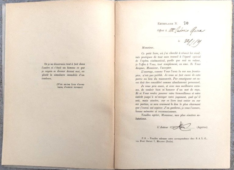 Du Théatre Lyrique à L'opéra Cinemusical dedicato e autografato dall'autore …