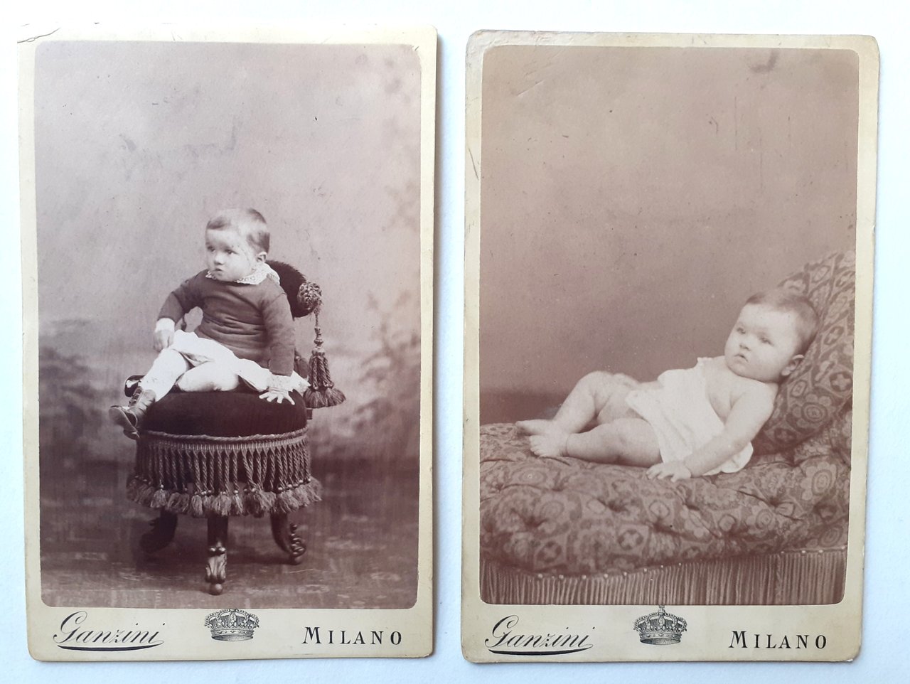 Due albumine formato album - fotografo Ganzini Milano 1882