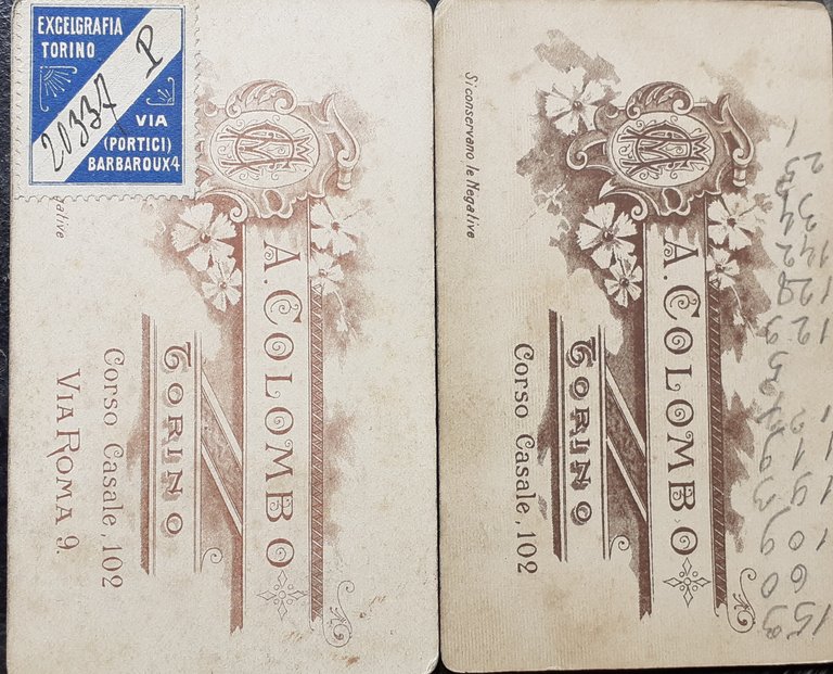 Due CDV "ARTE MODERNA" del fotografo A. Colombo di Torino …