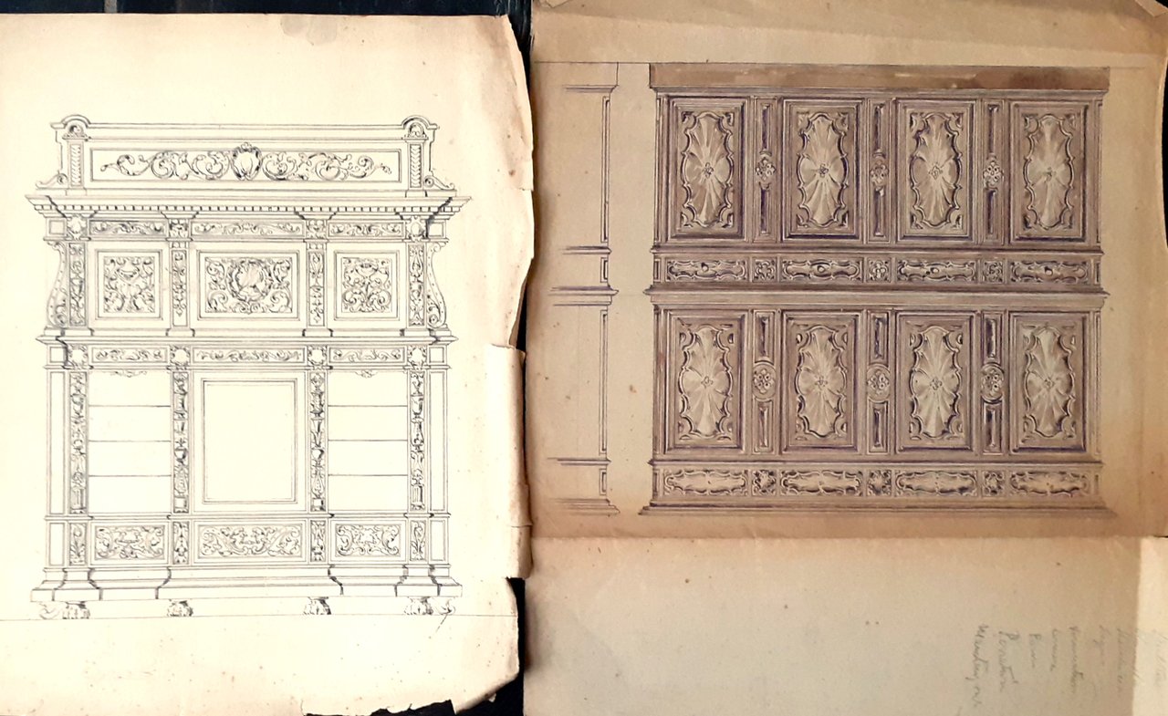 Due Disegni del Mobiliere Emilio Treves Torino 1920 ca.