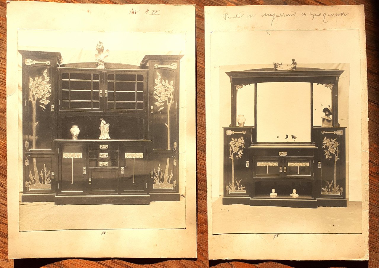 Due fotografie Mobili stile Liberty del Mobiliere Emilio Treves Torino …