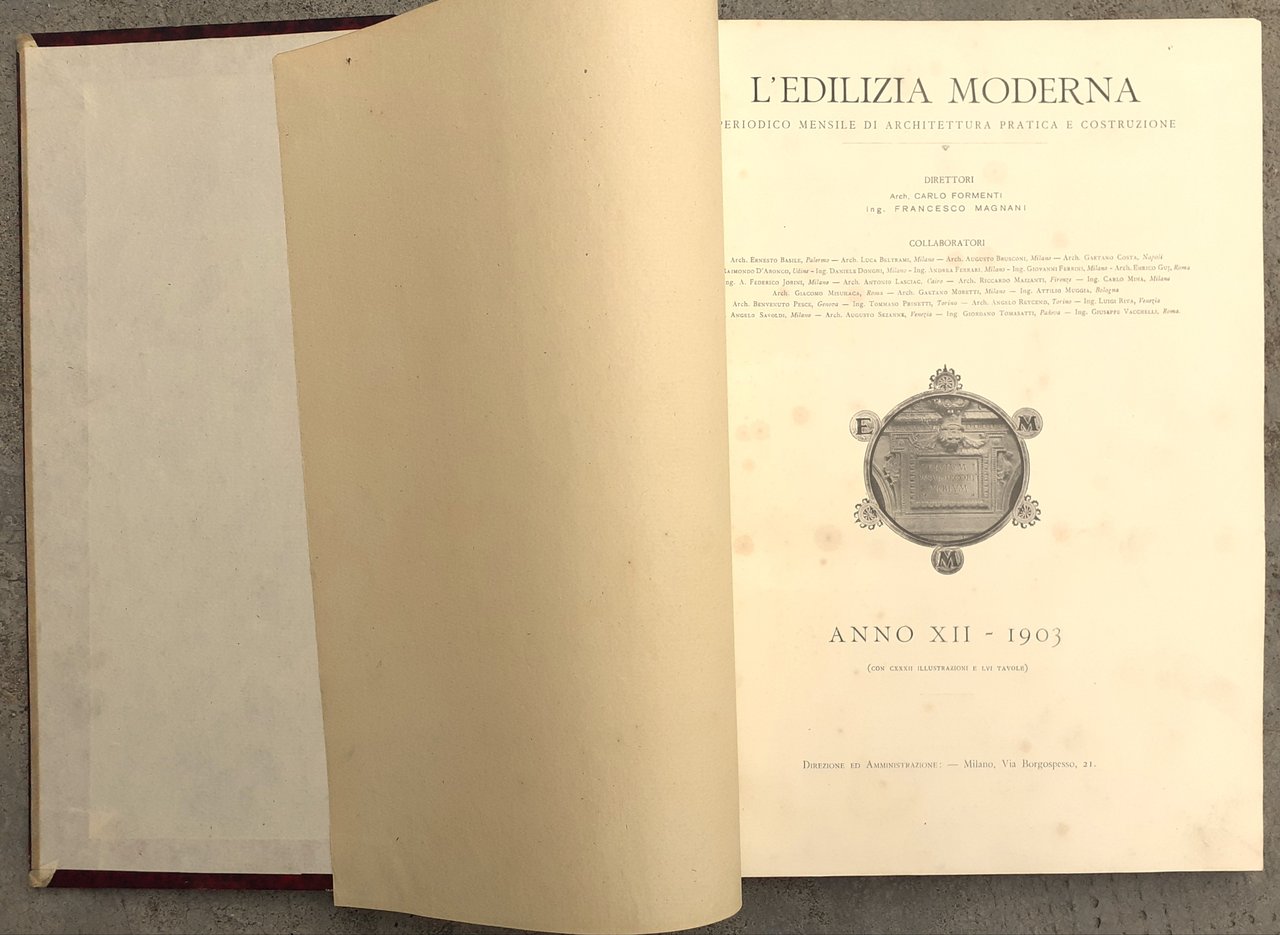 Edilizia Moderna Periodico Mensile di Architettura pratica, annata completa 1903 | Immagine principale