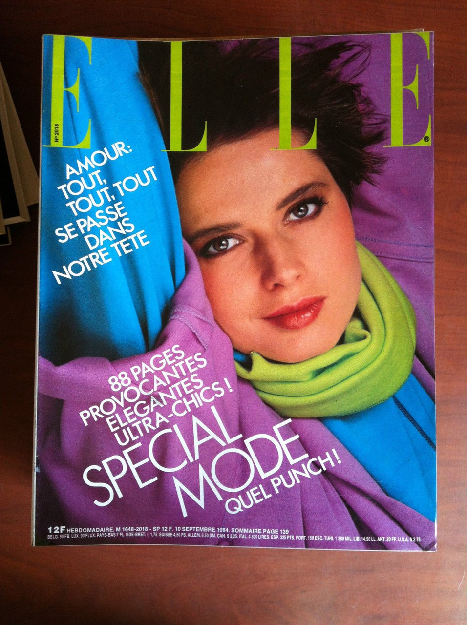 ELLE France n^ 2018 Septembre 1984 Couverture Isabella Rossellini - …