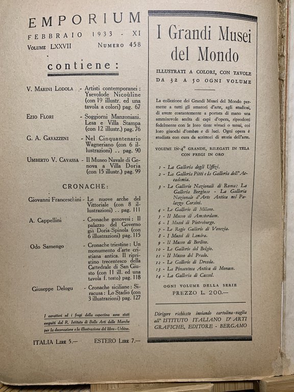 EMPORIUM rivista mensile d'Arte e di coltura N^ 458 del …