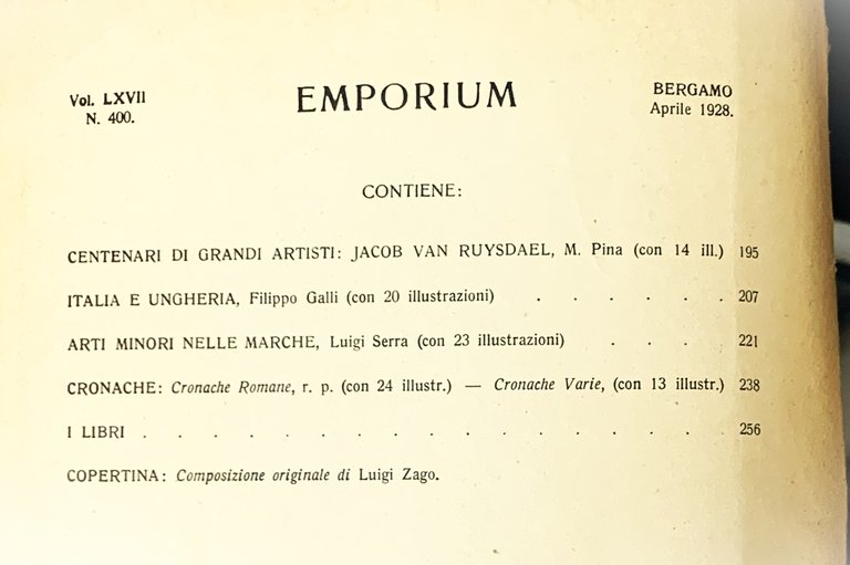EMPORIUM rivista mensile illustrata Aprile 1928