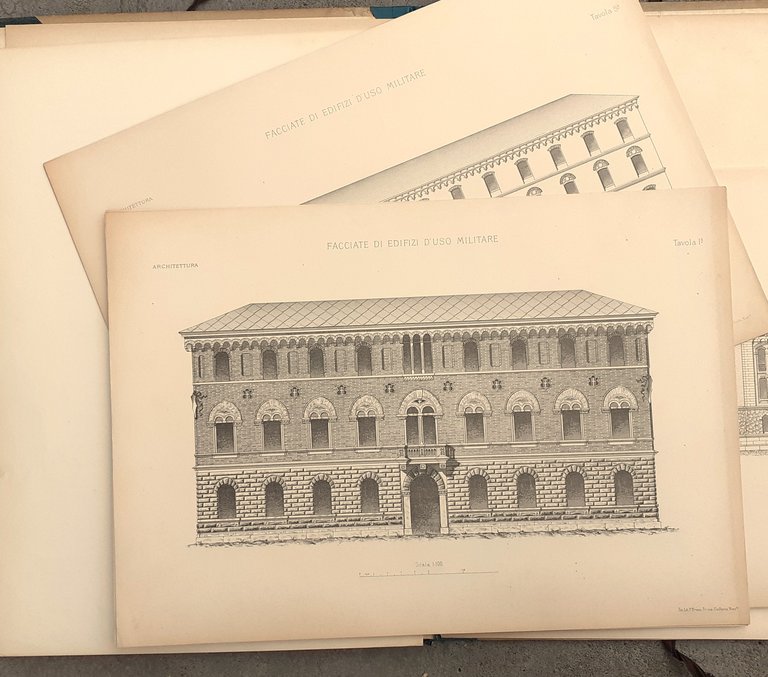 Esempi di facciate di edifizi d'uso militare Torino 1893