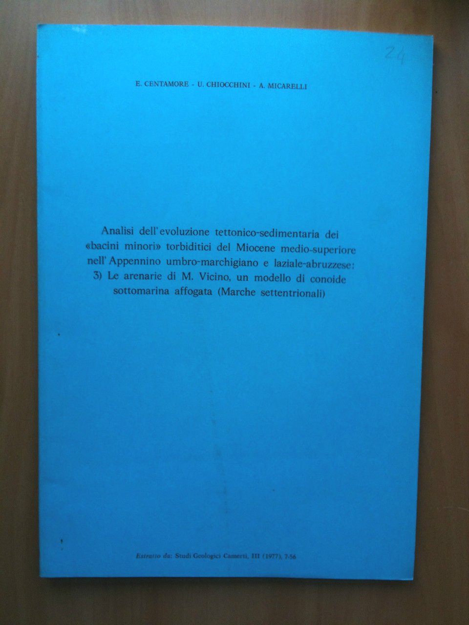 Estratto Studi Geologici Camerti III 1977 Centamore Chiocchini Micarelli | Immagine principale