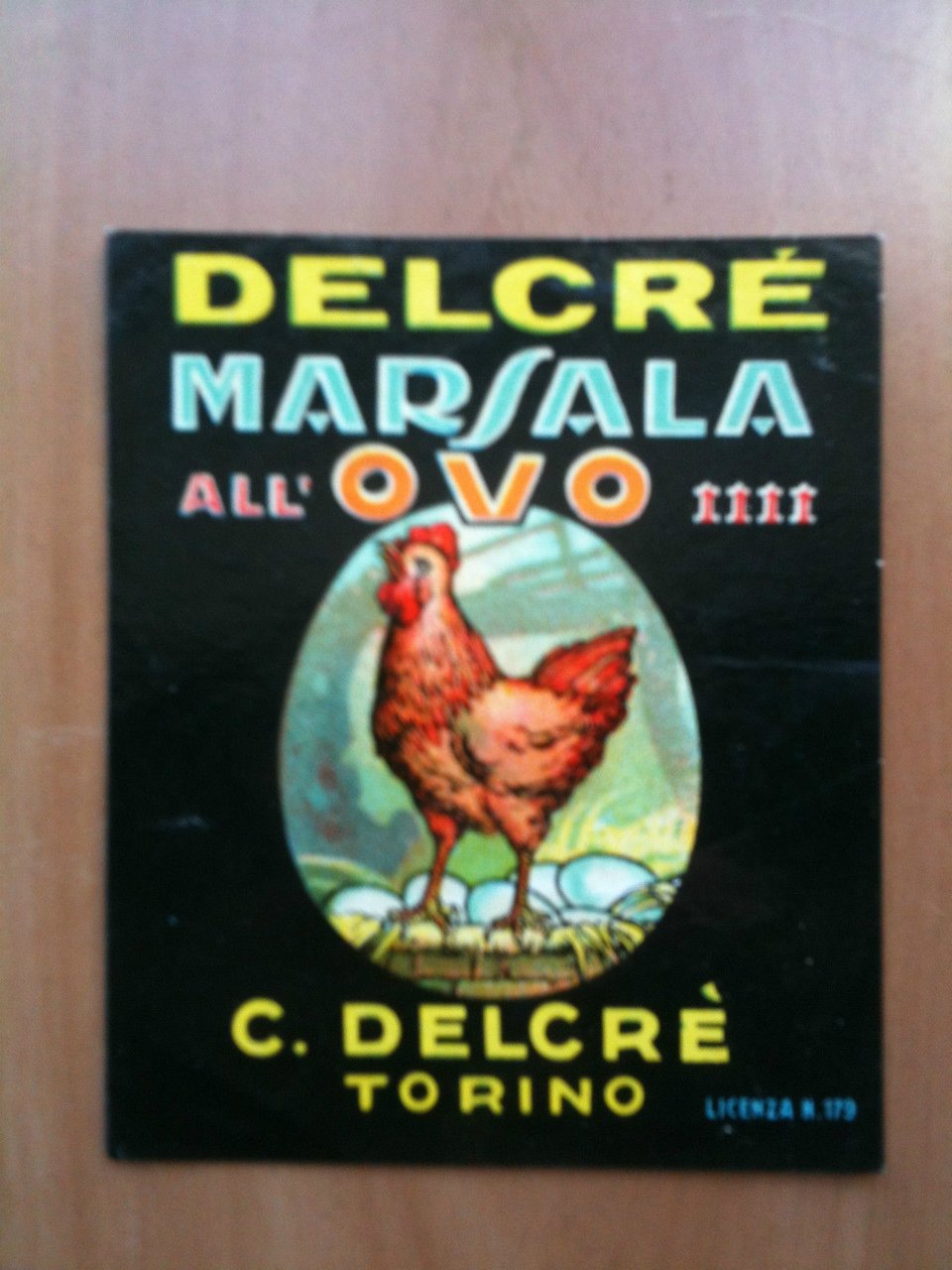 Etichetta liquore cromolitografia DELCRE' MARSALA ALL'OVO inizi '900
