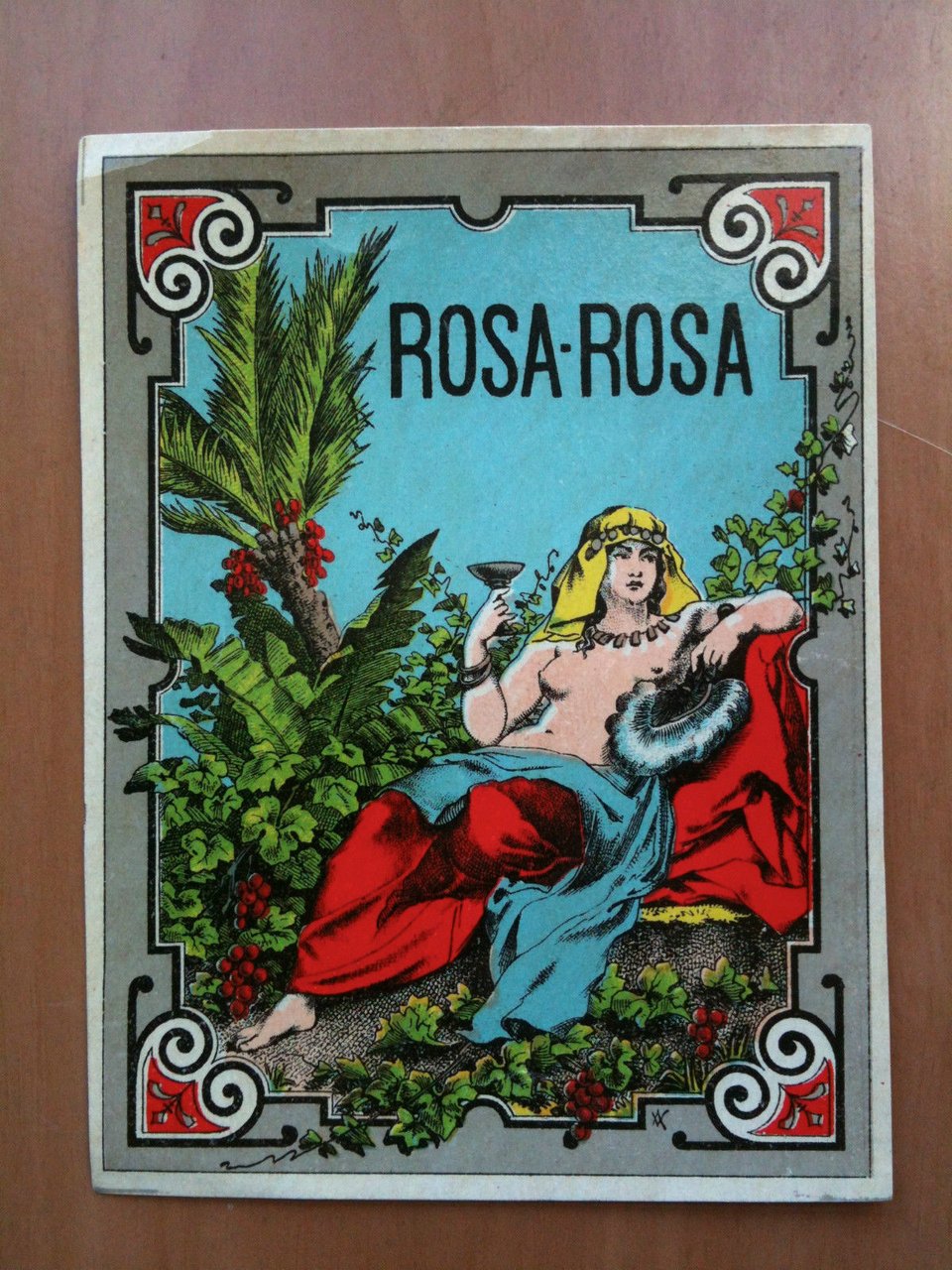 Etichetta liquore cromolitografia ROSA-ROSA inizi '900