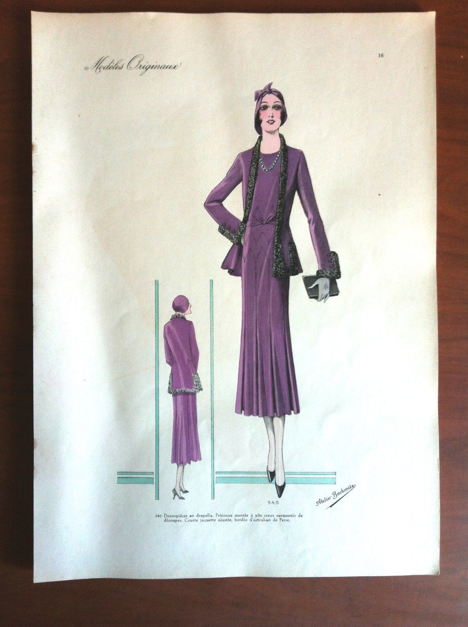 Figurino Atelier Bachroitz Paris originale 1931 - E7526