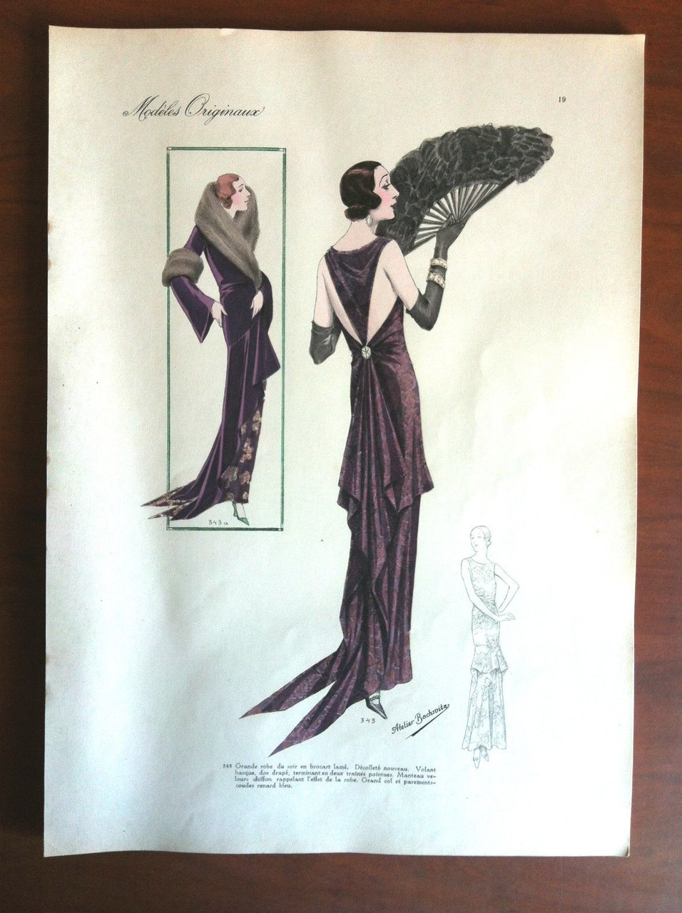 Figurino Atelier Bachroitz Paris originale 1931 - E7529
