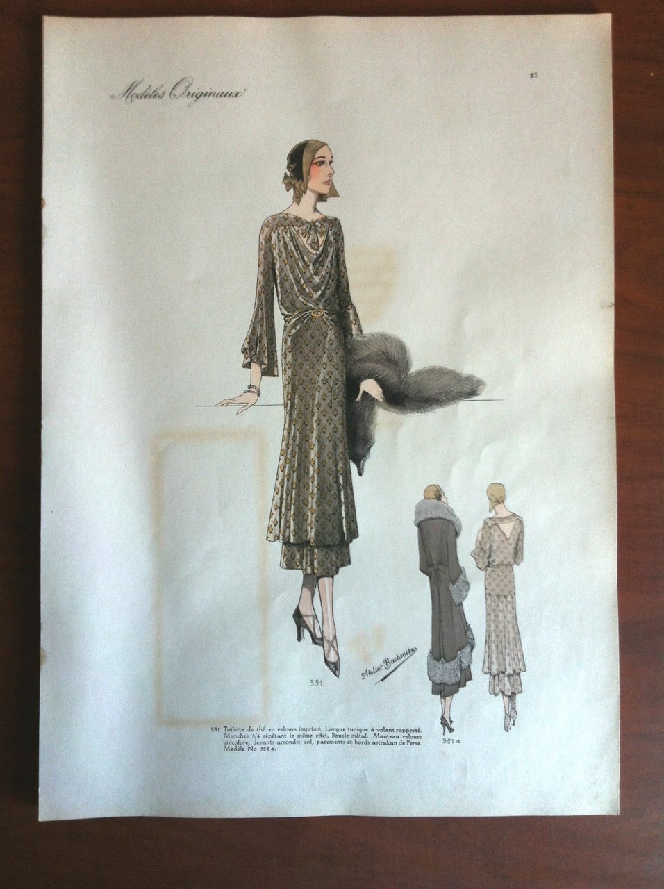 Figurino Atelier Bachroitz Paris originale 1931 - E7537