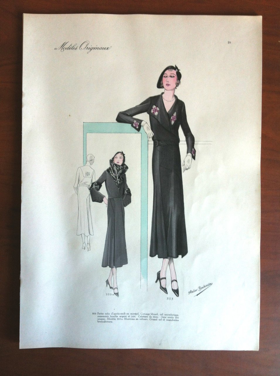 Figurino Atelier Bachroitz Paris originale 1931 - E7539